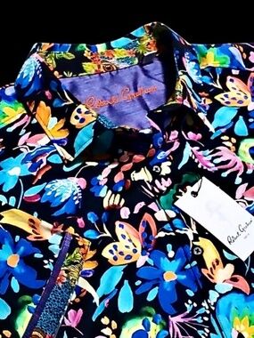 NEW Robert Graham Floral Vibrant Colorful XL Multicolor Short Sleeve Shirt